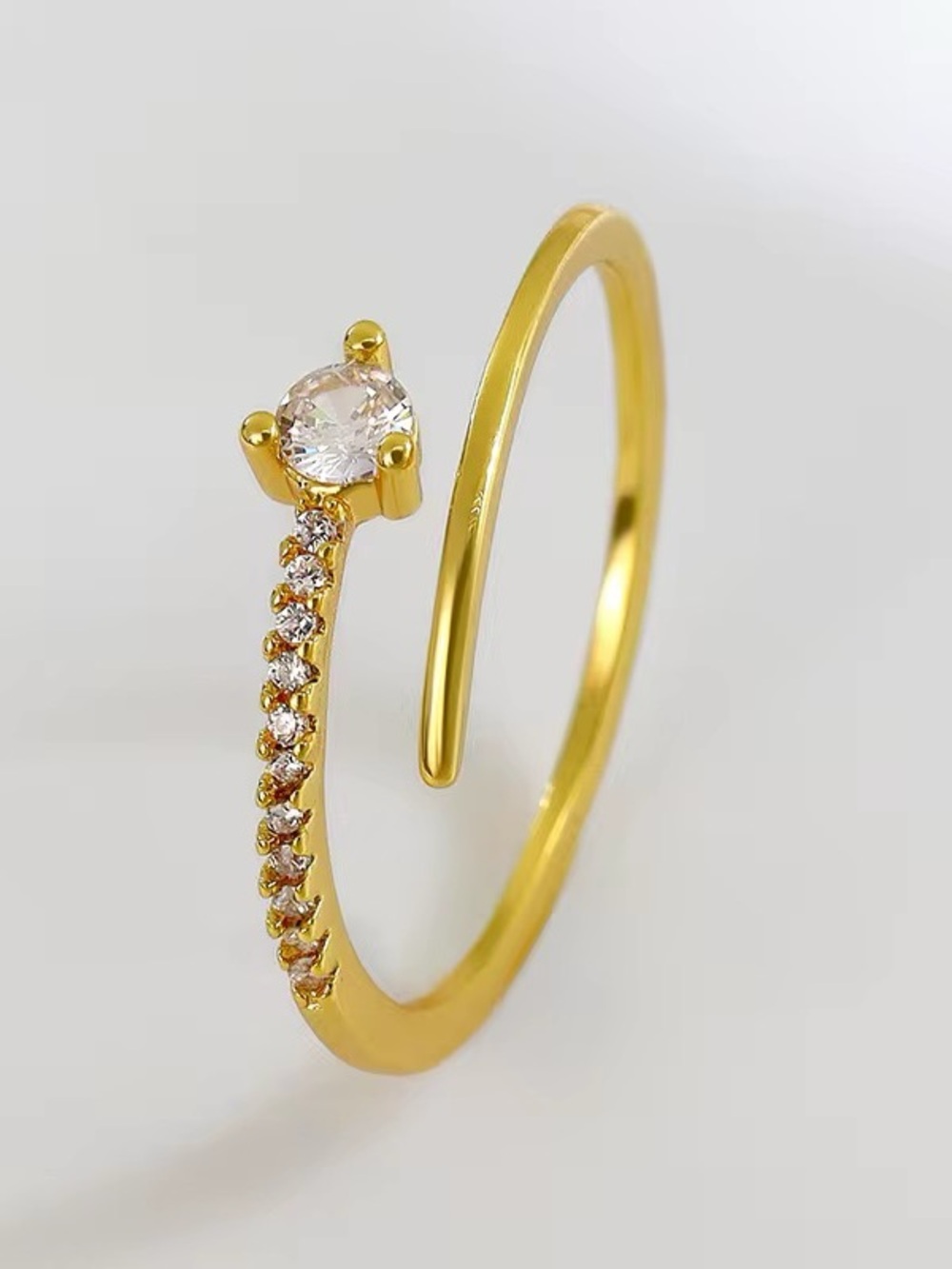 NEW Trendy Open Ring | cubic zirconia pavé detailing main solitaire stone